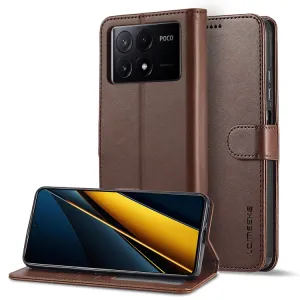 IMEEKE Peňaženkový obal pre Xiaomi Poco X6 Pro 5G tmavohnedý