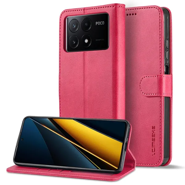 IMEEKE Peňaženkový obal pre Xiaomi Poco X6 Pro 5G ružový