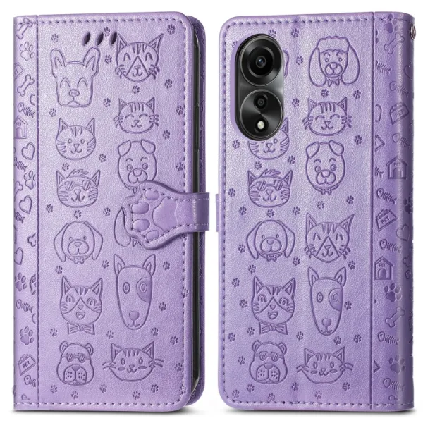ART ANIMALS Peňaženkový obal pre Oppo A78 fialový