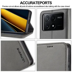 IMEEKE Peňaženkový obal pre Xiaomi Poco X6 Pro 5G šedý