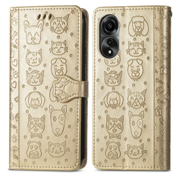 ART ANIMALS Peňaženkový obal pre Oppo A78 zlatý