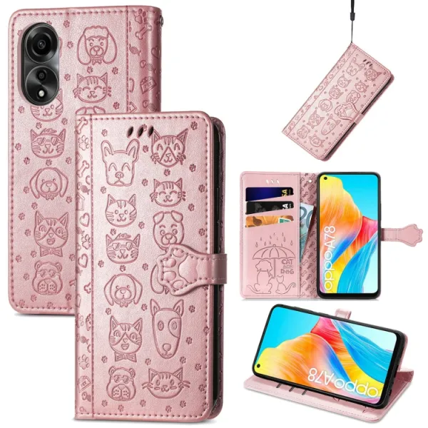 ART ANIMALS Peňaženkový obal pre Oppo A78 ružovozlatý
