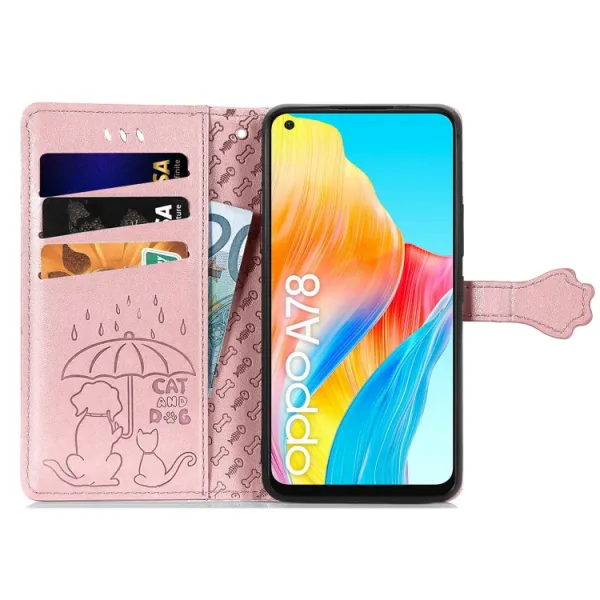 ART ANIMALS Peňaženkový obal pre Oppo A78 ružovozlatý