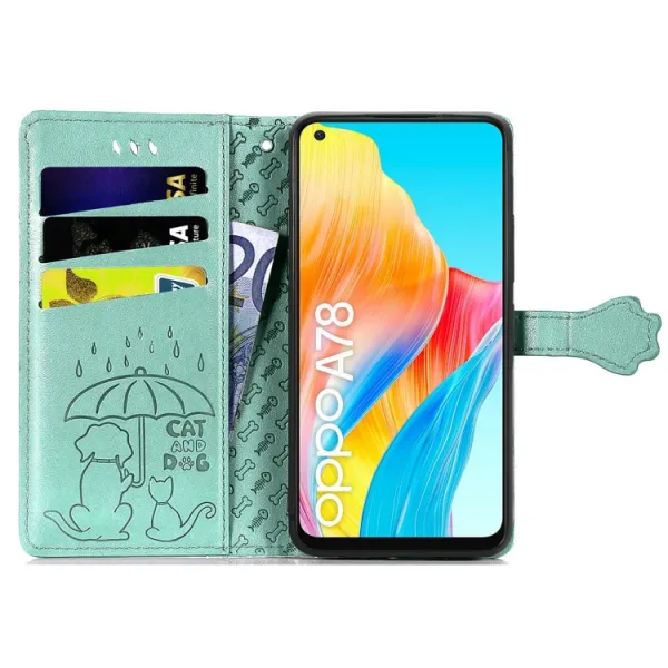 ART ANIMALS Peňaženkový obal pre Oppo A78 zelený