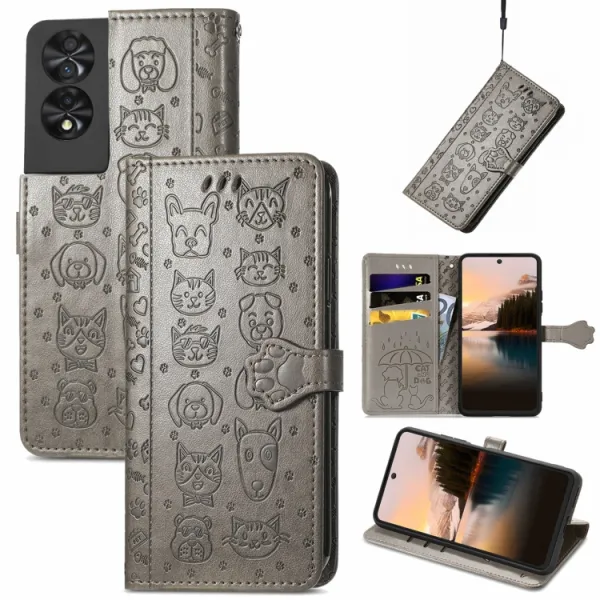 ART ANIMALS Peňaženkový obal pre  TCL 40 NXTPAPER 5G šedý