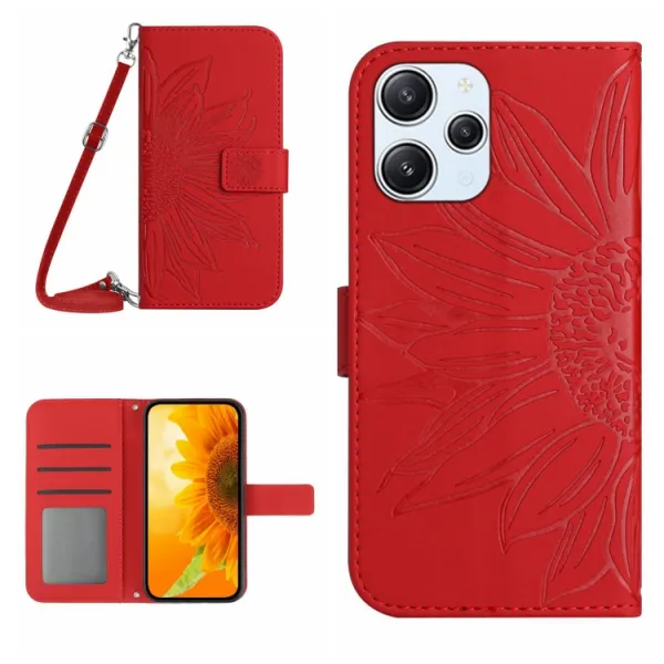 ART SUNFLOWER Peňaženkový obal pre Xiaomi Redmi 12 5G červený