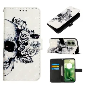 ART Peňaženkový kryt pre Motorola Moto G04 / G24 / G24 Power SKULL