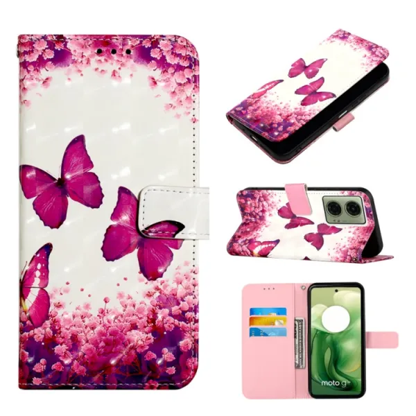 ART Peňaženkový kryt pre Motorola Moto G04 / G24 / G24 Power PINK BUTTERFLY