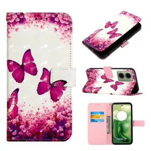 ART Peňaženkový kryt pre Motorola Moto G04 / G24 / G24 Power PINK BUTTERFLY