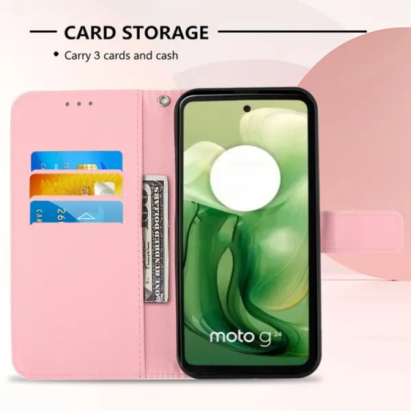 ART Peňaženkový kryt pre Motorola Moto G04 / G24 / G24 Power PINK BUTTERFLY