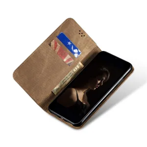 DENIM Peňaženkový kryt pre OnePlus 12 šedohnedý