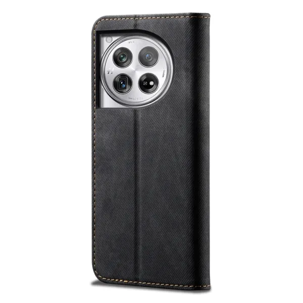DENIM Peňaženkový kryt pre OnePlus 12 čierny