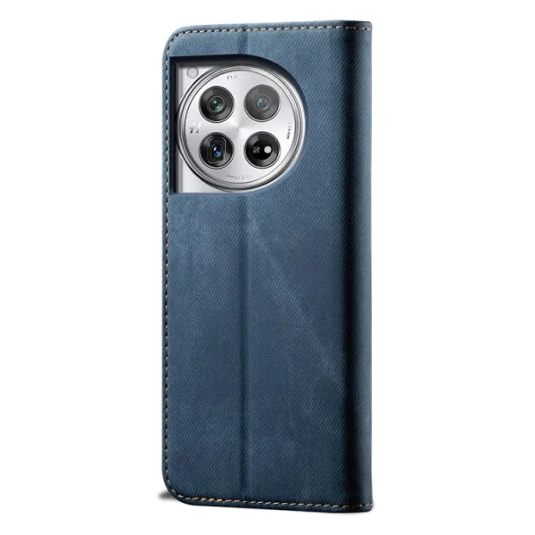 DENIM Peňaženkový kryt pre OnePlus 12 modrý