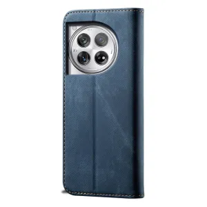 DENIM Peňaženkový kryt pre OnePlus 12 modrý