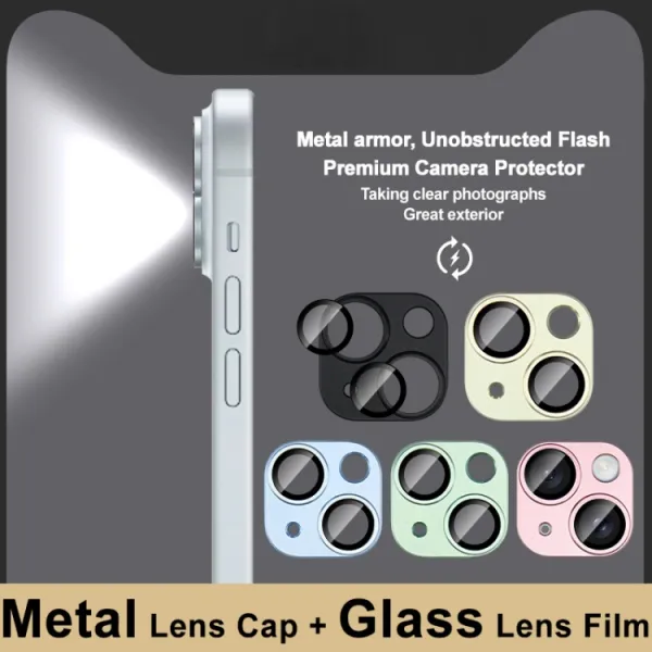 IMAK FULL METAL COVER Sklo pre fotoaparát Apple iPhone 15 / 15 Plus zelené
