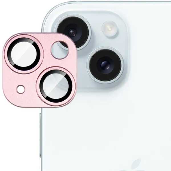 IMAK FULL METAL COVER Sklo pre fotoaparát Apple iPhone 15 / 15 Plus ružové
