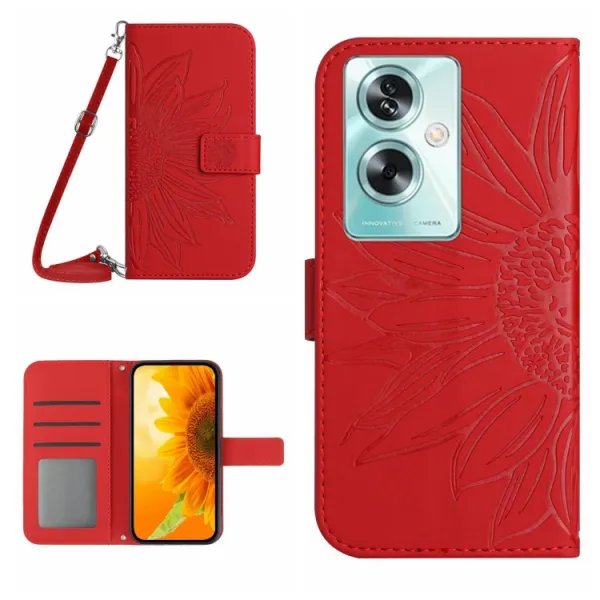 ART SUNFLOWER Peňaženkový obal pre Oppo Reno11 F 5G červený