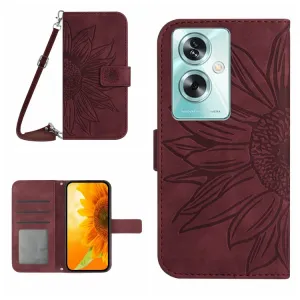 ART SUNFLOWER Peňaženkový obal pre Oppo Reno11 F 5G bordový