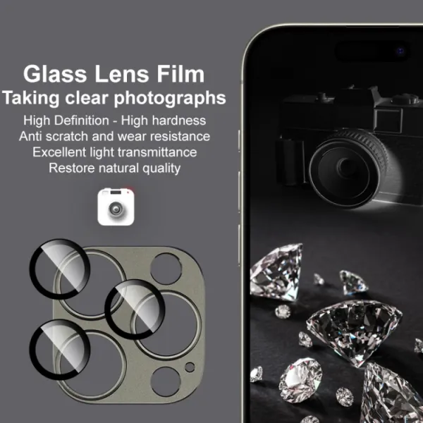 IMAK FULL METAL COVER Sklo pre fotoaparát Apple iPhone 15 Pro / 15 Pro Max modré