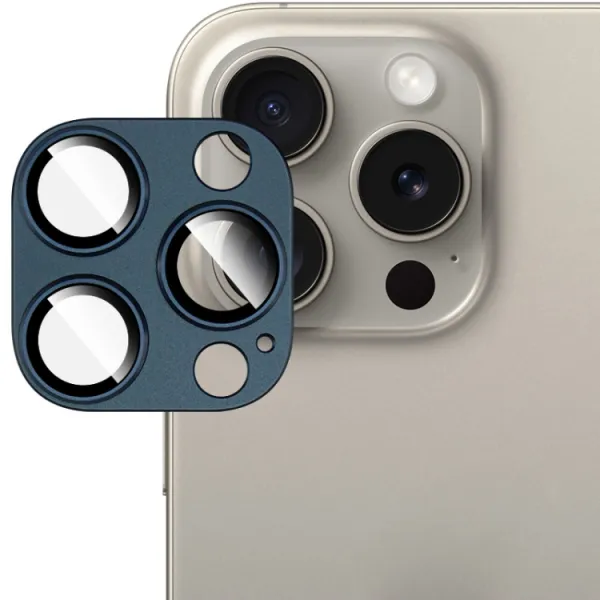IMAK FULL METAL COVER Sklo pre fotoaparát Apple iPhone 15 Pro / 15 Pro Max modré