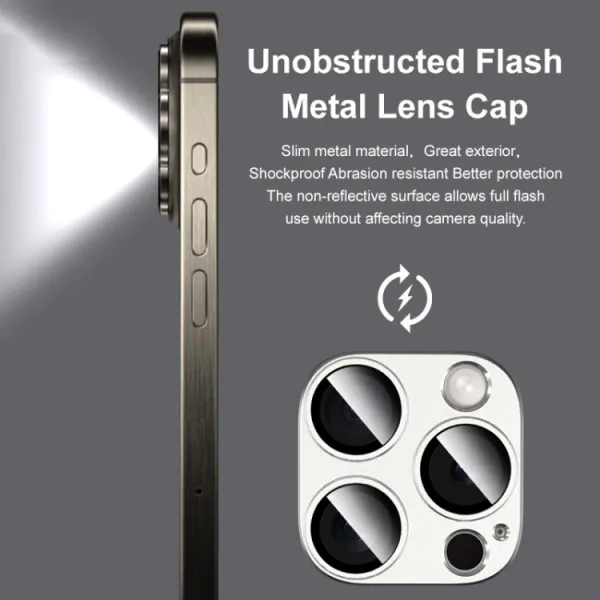 IMAK FULL METAL COVER Sklo pre fotoaparát Apple iPhone 15 Pro / 15 Pro Max modré