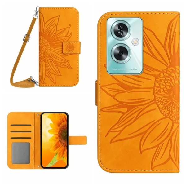 ART SUNFLOWER Peňaženkový obal pre Oppo Reno11 F 5G žltý