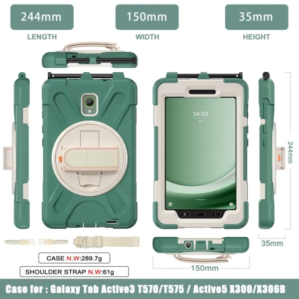 SOLID Odolný kryt pre Samsung Galaxy Tab Active5 zelený