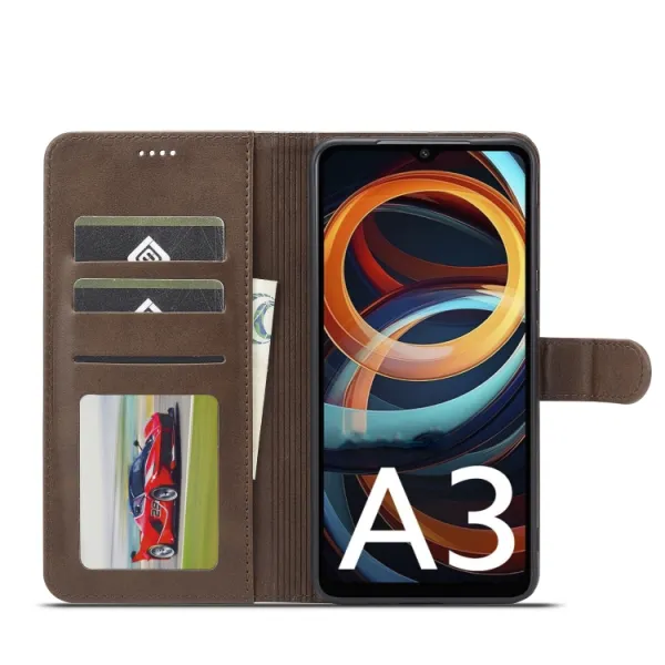 IMEEKE Peňaženkový obal pre Xiaomi Redmi A3 tmavohnedý