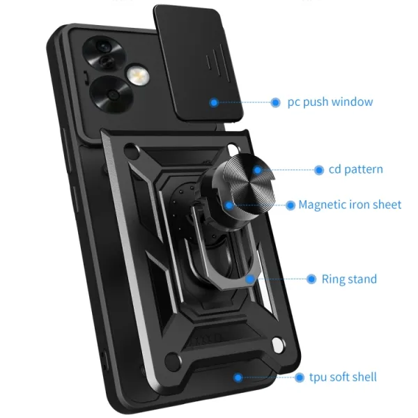 RING CAMERA Kryt s držiakom pre Oppo A79 5G modrý