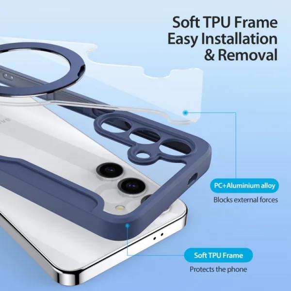 DUX X STAND Zaklápacie puzdro s MagSafe pre Samsung Galaxy S24 5G modré