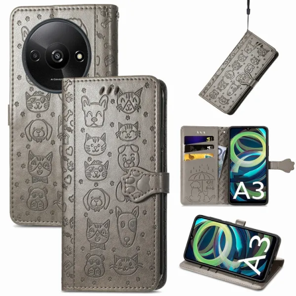 ART ANIMALS Peňaženkový obal pre Xiaomi Redmi A3 šedý