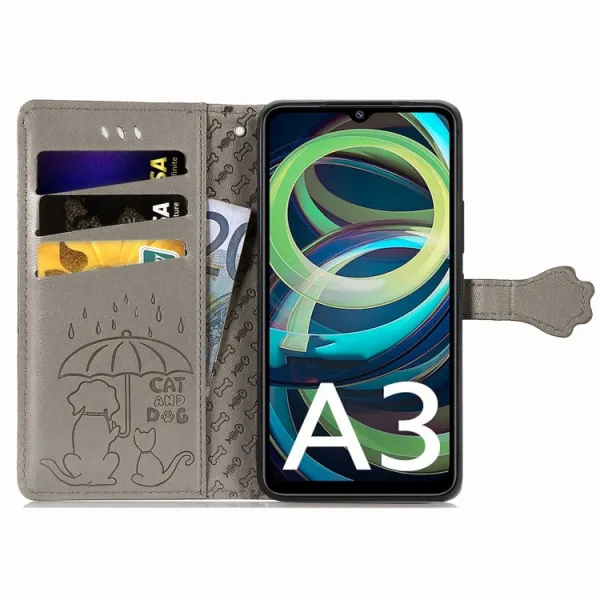 ART ANIMALS Peňaženkový obal pre Xiaomi Redmi A3 šedý