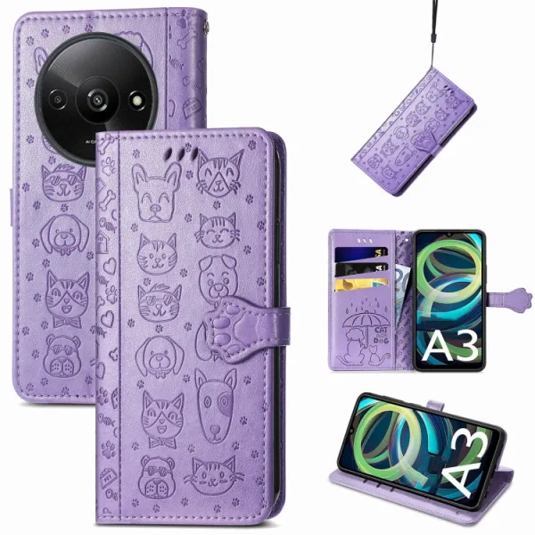 ART ANIMALS Peňaženkový obal pre Xiaomi Redmi A3 fialový