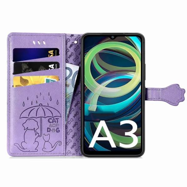 ART ANIMALS Peňaženkový obal pre Xiaomi Redmi A3 fialový
