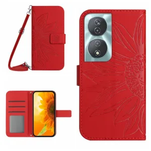 ART SUNFLOWER Peňaženkový obal pre Honor 90 Smart 5G červený