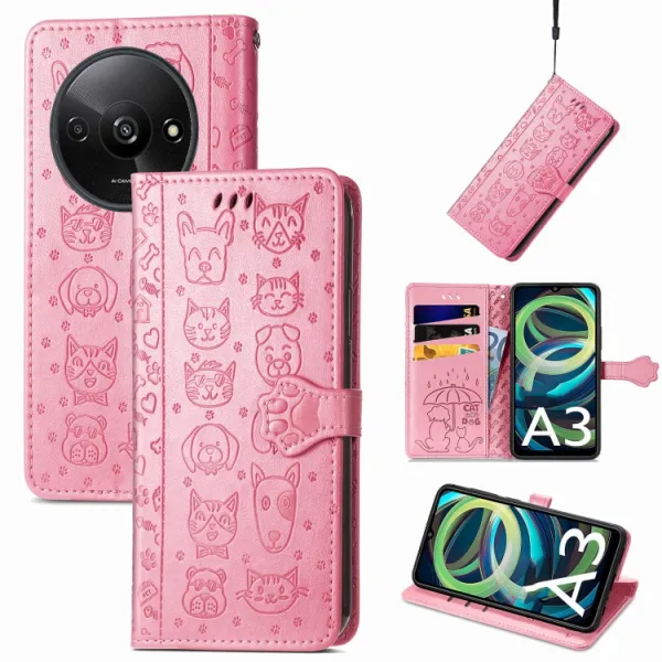 ART ANIMALS Peňaženkový obal pre Xiaomi Redmi A3 ružový