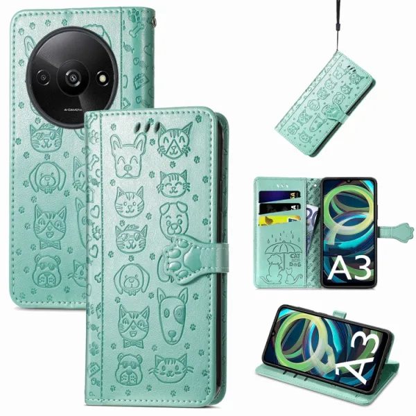 ART ANIMALS Peňaženkový obal pre Xiaomi Redmi A3 zelený