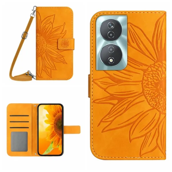 ART SUNFLOWER Peňaženkový obal pre Honor 90 Smart 5G žltý