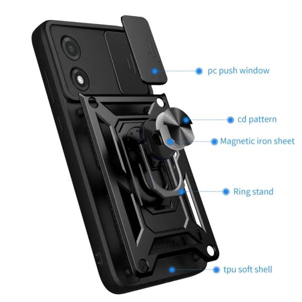 RING CAMERA Kryt s držiakom pre Motorola Moto E13 modrý