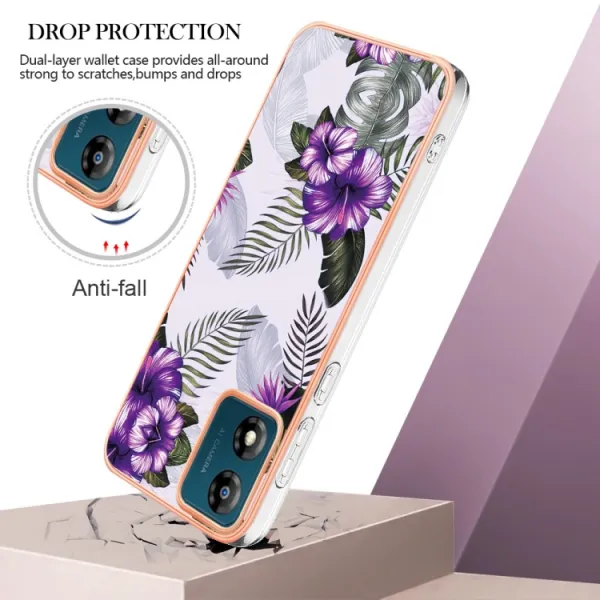 IMD MARBLE Ochranný kryt pre Motorola Moto E13 PURPLE FLOWER