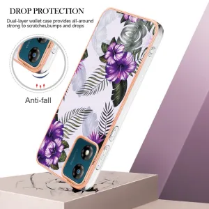IMD MARBLE Ochranný kryt pre Motorola Moto E13 PURPLE FLOWER