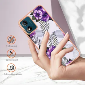 IMD MARBLE Ochranný kryt pre Motorola Moto E13 PURPLE FLOWER