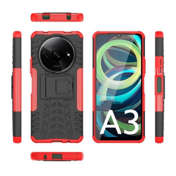 STAND Odolný ochranný kryt pre Xiaomi Redmi A3 červený