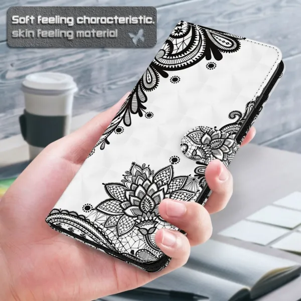 ART Peňaženkový kryt pre Motorola Moto E13 BLACK FLOWER