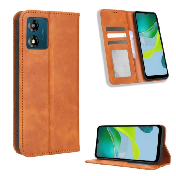 BUSINESS Peňaženkový kryt pre Motorola Moto E13 hnedý