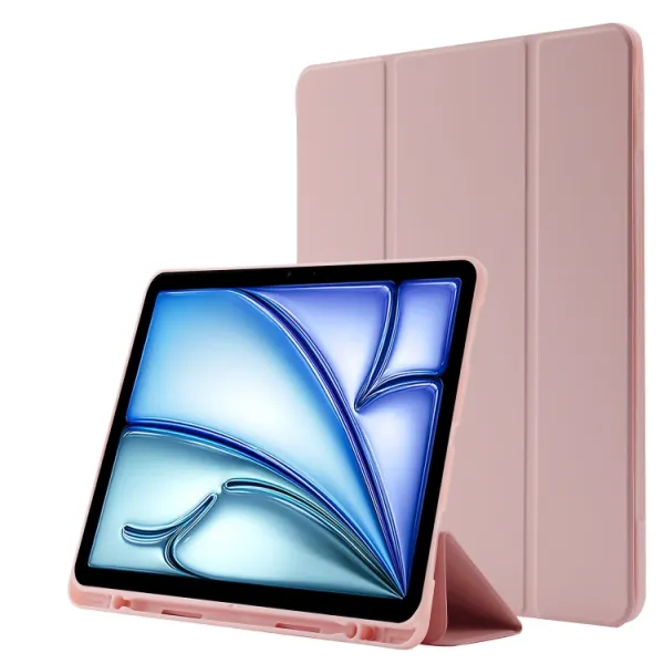 LEATHER Zaklápací kryt pre Apple iPad Air 11 2026 / 2025 / 2024  svetloružový