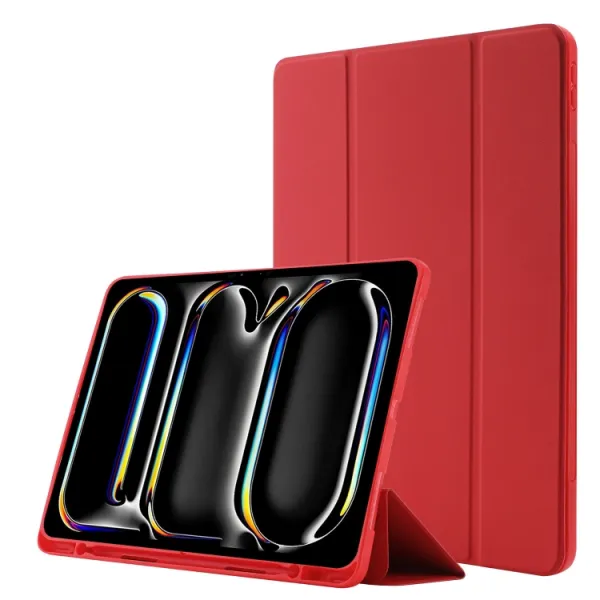 LEATHER Zaklápací kryt pre Apple iPad Pro 13 2024 / M5 2025 červený