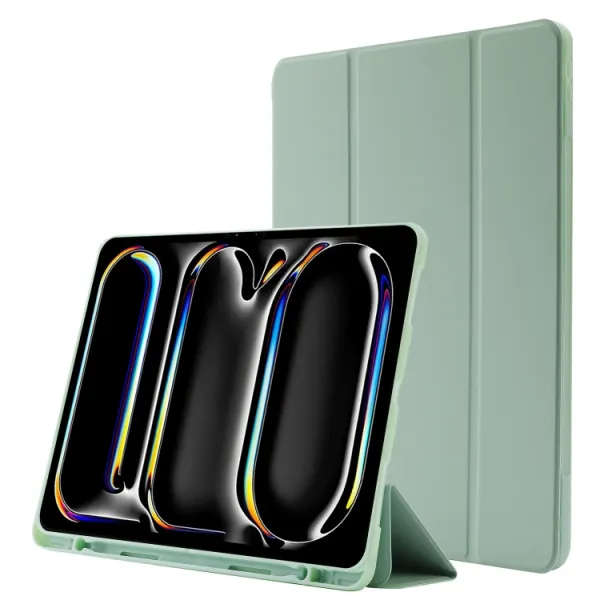 LEATHER Zaklápací kryt pre Apple iPad Pro 13 2024 / M5 2025 svetlozelený