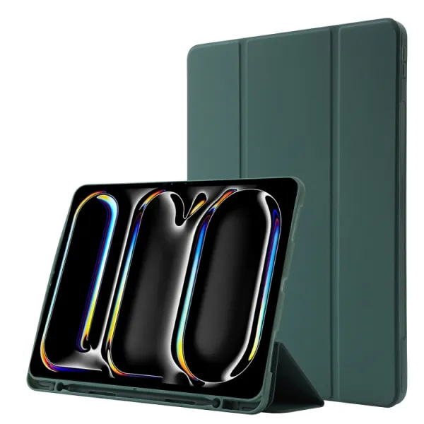 LEATHER Zaklápací kryt pre Apple iPad Pro 11 2024 / M5 2025 tmavozelený