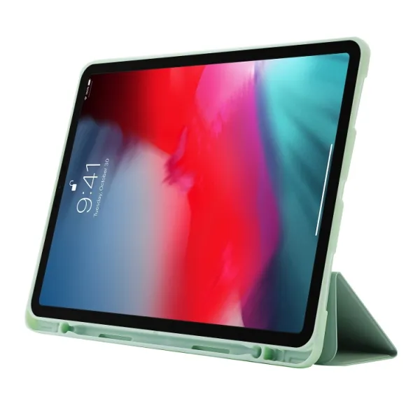 LEATHER Zaklápací kryt pre Apple iPad Pro 13 2024 / M5 2025 svetlozelený